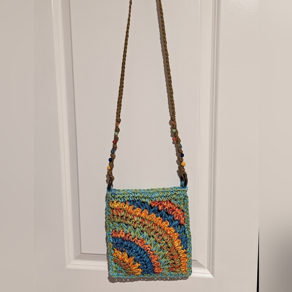 Cappelli Colorful Straw Woven Rainbow Crossbody Purse Bag Boho - Picture 11 of 11